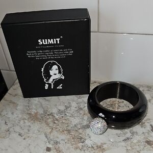 SUMIT Black Bangle with Sparkling Accent (Wine Flask) Original Box Included